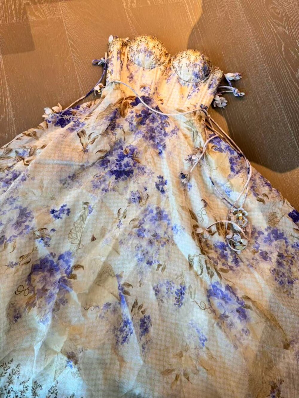 Zimmermann Dawning Dress in Cream and Purple - Picture 6 of 13